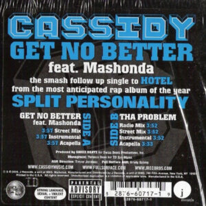 Cassidy (3) Feat. Mashonda - Get No Better (12")