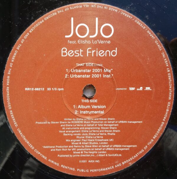 JoJo Feat. Elisha La'Verne - Best Friend (12") - 画像 (3)