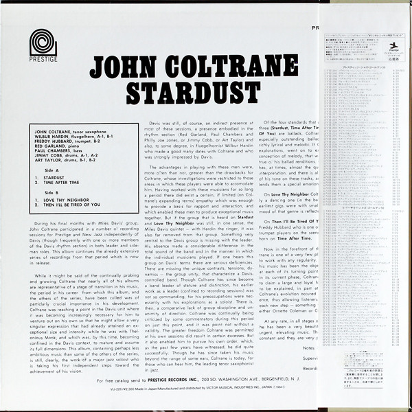 John Coltrane = ジョン・コルトレーン - Stardust = スターダスト (LP, Album, RE) - 画像 (2)