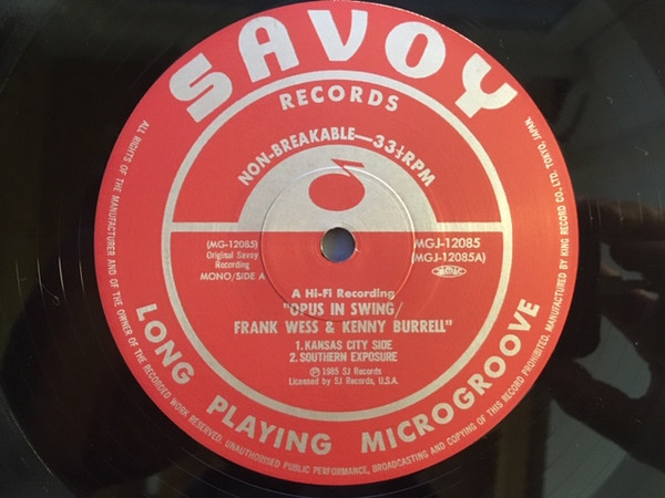 Frank Wess, Kenny Burrell, Freddie Green, Eddie Jones, Kenny Clarke - Opus In Swing (LP, Mono, RE) - 画像 (3)