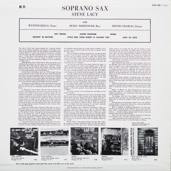Steve Lacy - Soprano Sax (LP, Album, RE) - 画像 (2)