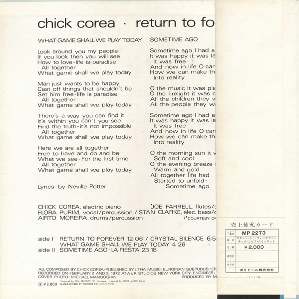 Chick Corea - Return To Forever (LP, Album) - 画像 (2)