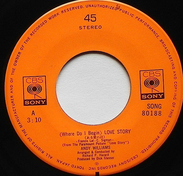 Andy Williams - Love Story (7") - 画像 (5)