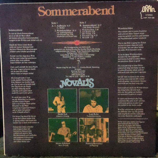Novalis  - Sommerabend (LP, Album) - 画像 (4)