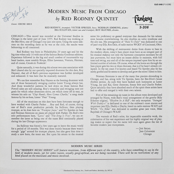 Red Rodney Quintet - Modern Music From Chicago (LP, Album, RE) - 画像 (2)