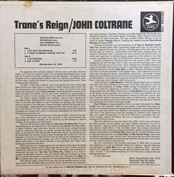 John Coltrane - Trane's Reign (LP, Album, RE, RM, Fak) - 画像 (2)