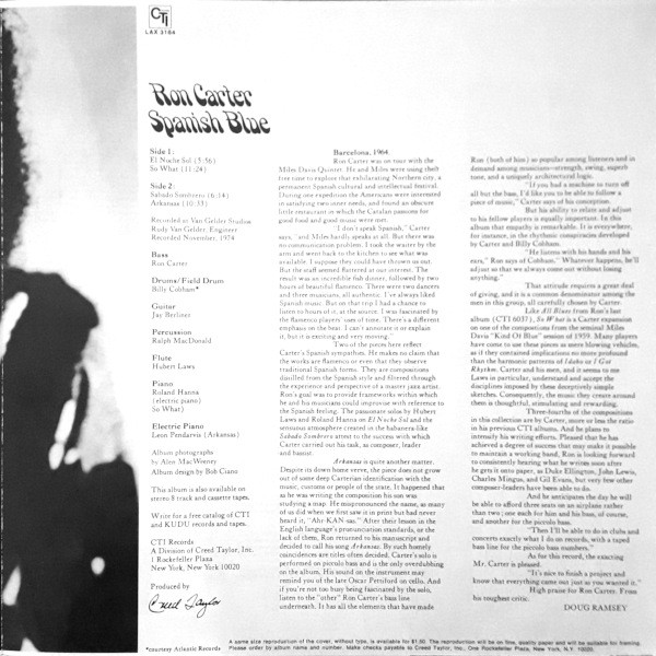Ron Carter - Spanish Blue (LP, Album, Ltd, RE) - 画像 (5)
