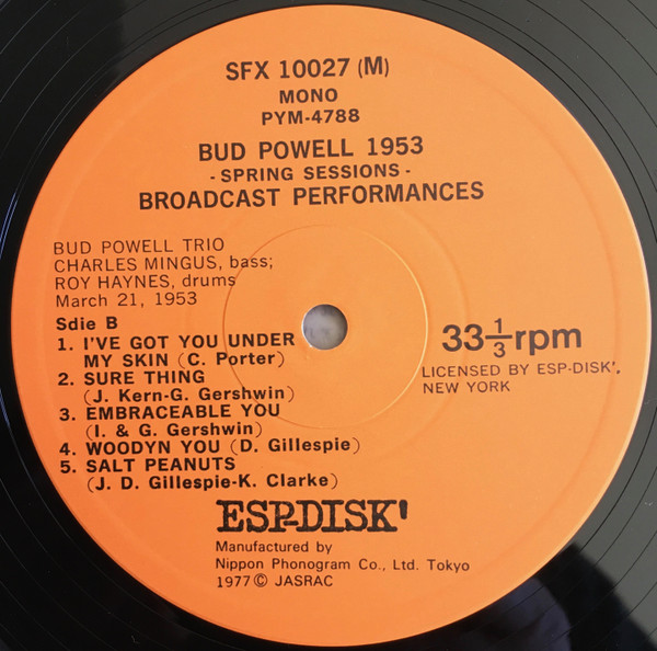 Bud Powell - 1953 Spring Sessions - Broadcast Performances (LP, Album, RE) - 画像 (5)