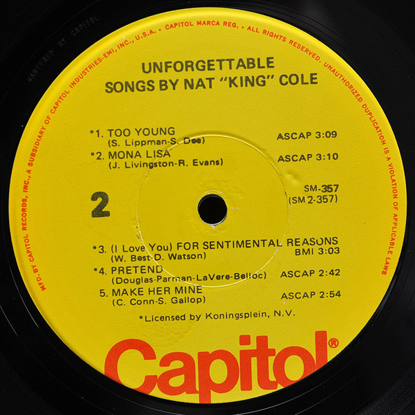 Nat King Cole - Unforgettable (LP, Album, RE, Jac) - 画像 (4)