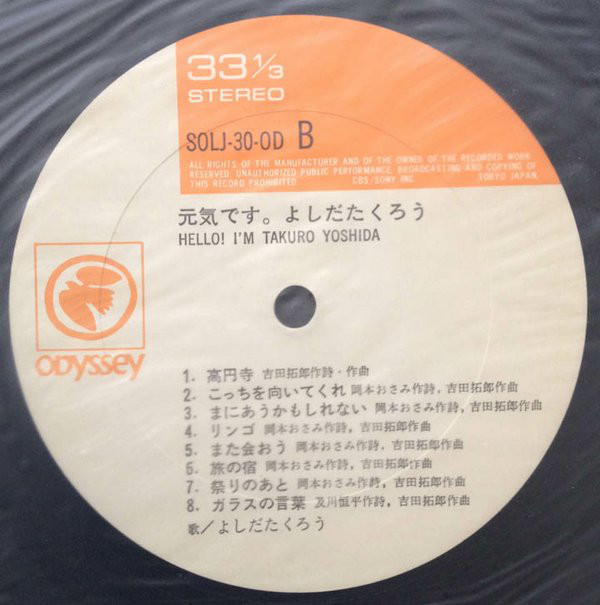 吉田拓郎 = よしだたくろう - 元気です。 (LP, Album, Gat) - 画像 (3)