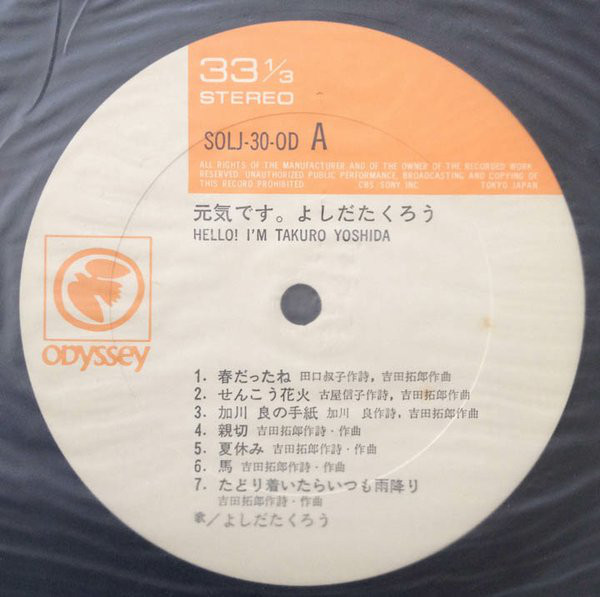 吉田拓郎 = よしだたくろう - 元気です。 (LP, Album, Gat) - 画像 (4)