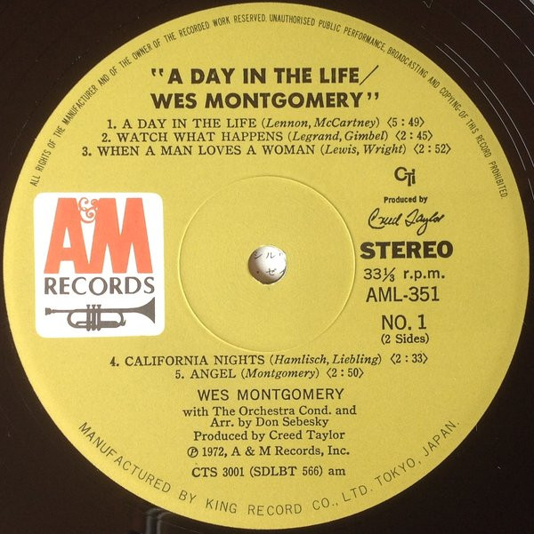 Wes Montgomery - A Day In The Life (LP, Album, RP) - 画像 (5)