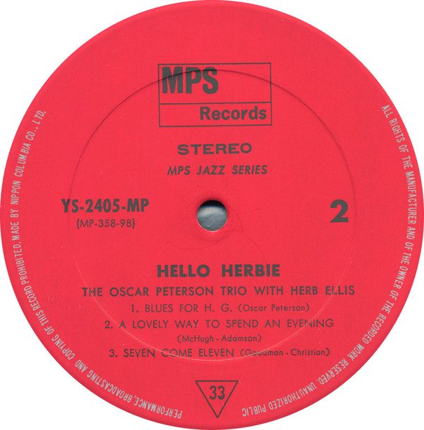 The Oscar Peterson Trio With Herb Ellis - Hello Herbie (LP, Album, Gat) - 画像 (5)