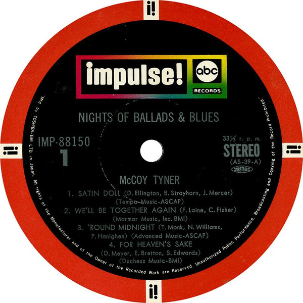 McCoy Tyner - Nights Of Ballads & Blues (LP, Album, RE, Gat) - 画像 (5)