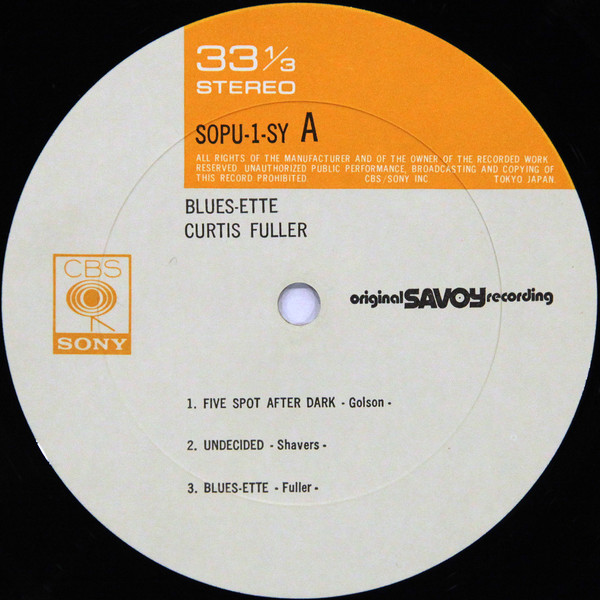 Curtis Fuller's Quintet  With Benny Golson, Tommy Flanagan, Jimmy Garrison, Al Harewood - Blues-ette (LP, Album, RE) - 画像 (3)