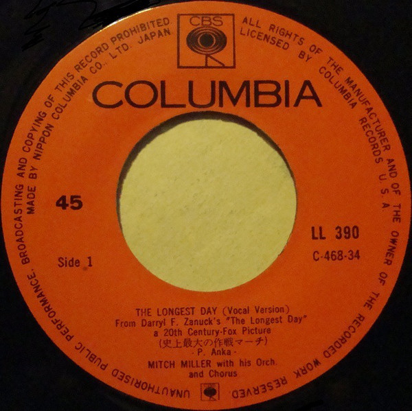Mitch Miller And His Orchestra And Chorus - The Longest Day (7", Single) - 画像 (4)