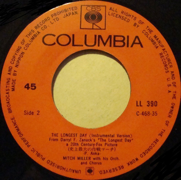Mitch Miller And His Orchestra And Chorus - The Longest Day (7", Single) - 画像 (5)