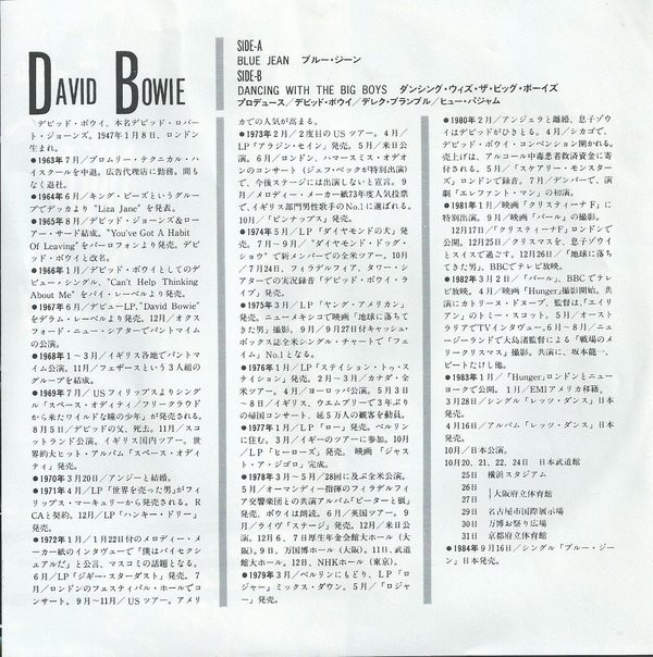 David Bowie = デビッド・ボウイ - Blue Jean = ブルー・ジーン (7", Single) - 画像 (3)
