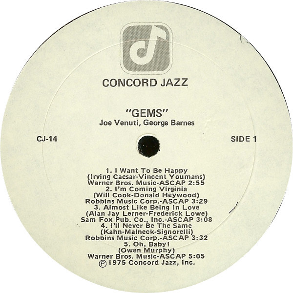 Joe Venuti And George Barnes - Gems (LP, Album) - 画像 (2)