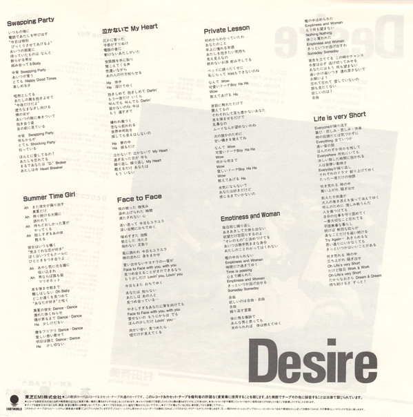 村田有美 - Desire (LP, Album) - 画像 (4)