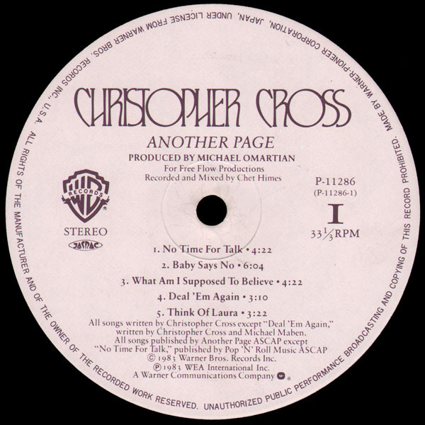 Christopher Cross - Another Page (LP, Album) - 画像 (4)