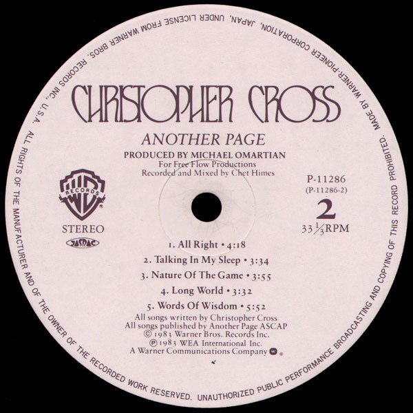 Christopher Cross - Another Page (LP, Album) - 画像 (5)