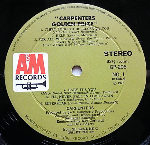 Carpenters - Golden Prize (LP, Comp, Gat) - 画像 (4)