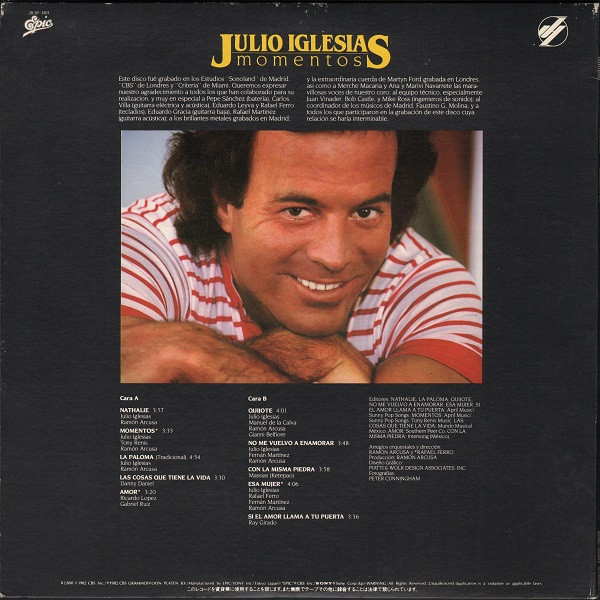 Julio Iglesias - Momentos (LP, Album, Gat) - 画像 (5)