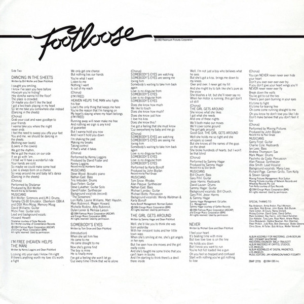 Various - Footloose (Original Motion Picture Soundtrack) (LP, Comp) - 画像 (5)