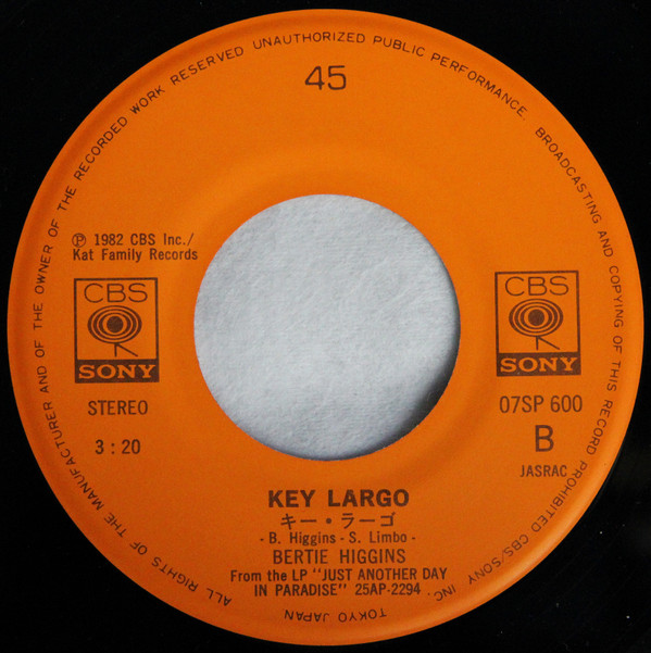 Bertie Higgins - Casablanca / Key Largo (7", Single) - 画像 (5)