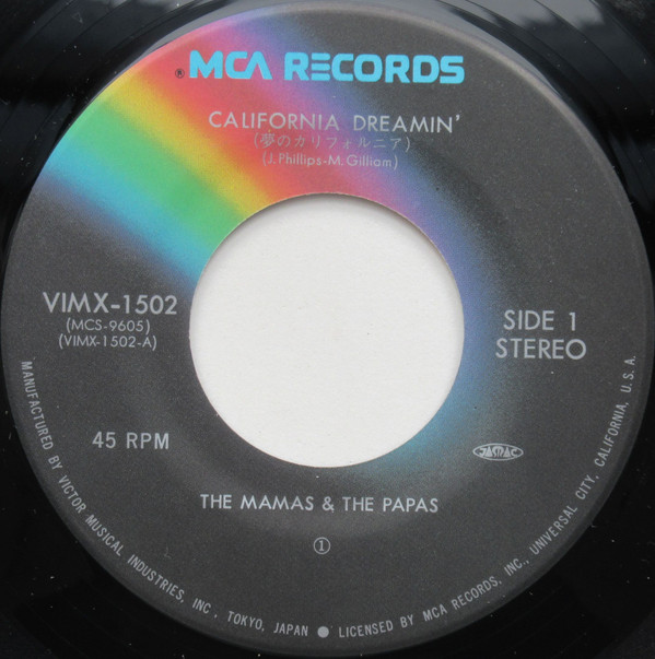 The Mamas & The Papas - 夢のカリフォルニア = California Dreamin' / マンデー・マンデー = Monday Monday (7") - 画像 (3)