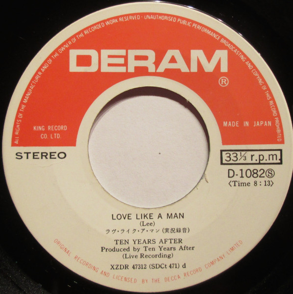 Ten Years After - Love Like A Man (7", Single) - 画像 (5)
