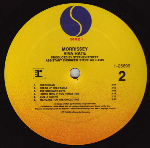 Morrissey - Viva Hate (LP, Album, SRC) - 画像 (4)