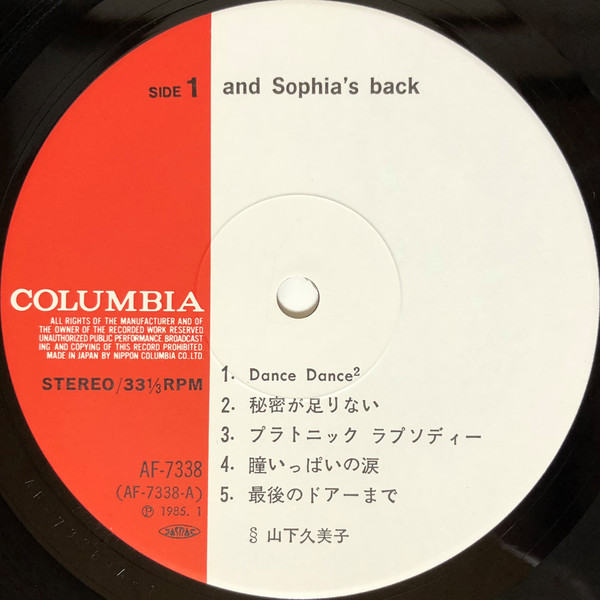 山下久美子* - And Sophia's Back (LP, Album) - 画像 (5)