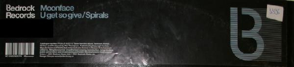 Moonface - U Get So Give / Spirals (12") - 画像 (3)