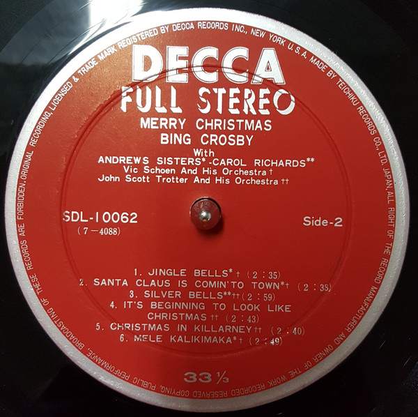 Bing Crosby - Merry Christmas (LP, Album) - 画像 (4)