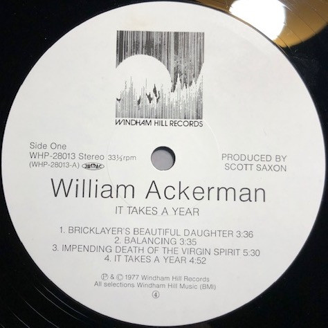 William Ackerman - It Takes A Year (LP, Album) - 画像 (3)