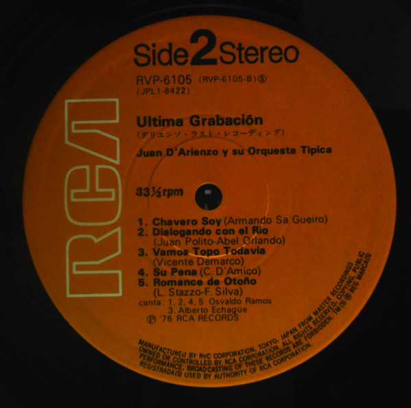 Juan D'Arienzo Y Su Orquesta Típica - Ultima Grabacion (LP, Album) - 画像 (4)