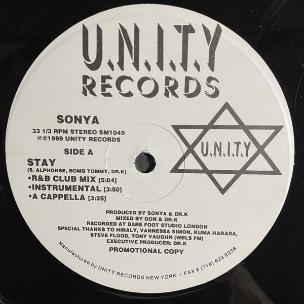 Sonya - Stay (12", Single, Promo) - 画像 (2)