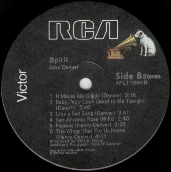 John Denver - Spirit (LP, Album, Ind) - 画像 (4)