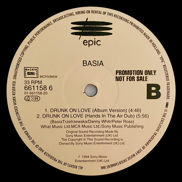 Basia - Drunk On Love (12", Promo) - 画像 (2)