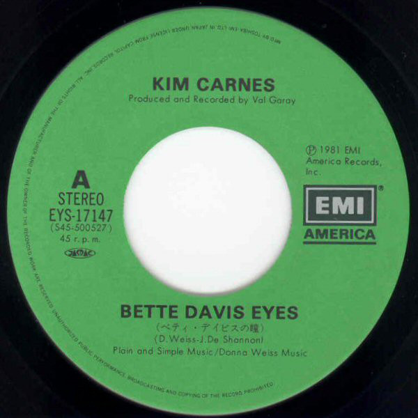 Kim Carnes = キム・カーンズ - Bette Davis Eyes = ベティ・デイビスの瞳 (7", Single) - 画像 (4)