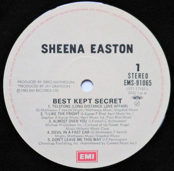 Sheena Easton - Best Kept Secret (LP, Album) - 画像 (4)