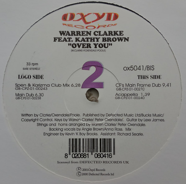 Warren Clarke Feat. Kathy Brown - Over You (2x12")