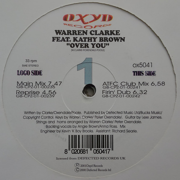 Warren Clarke Feat. Kathy Brown - Over You (2x12") - 画像 (2)