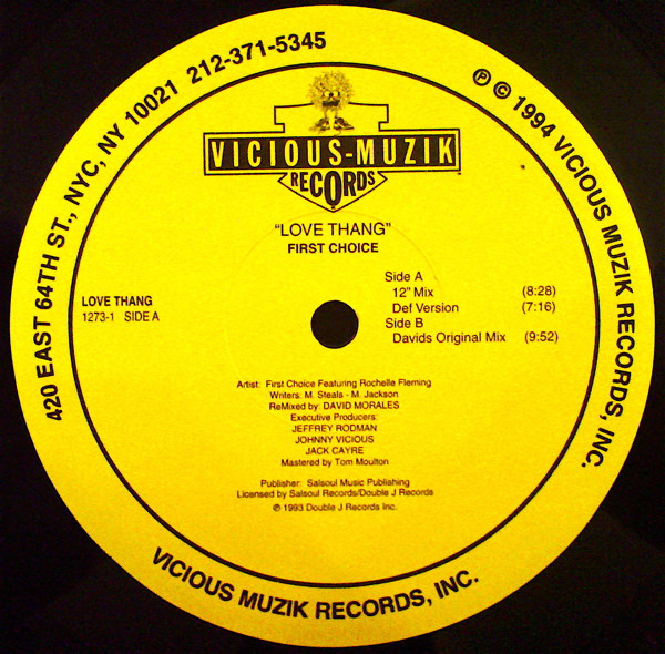 First Choice Featuring Rochelle Fleming - Love Thang (Remixed By David Morales) (12") - 画像 (3)