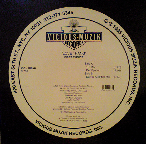 First Choice Featuring Rochelle Fleming - Love Thang (Remixed By David Morales) (12") - 画像 (4)