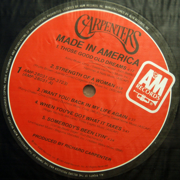 Carpenters - Made In America (LP, Album) - 画像 (4)