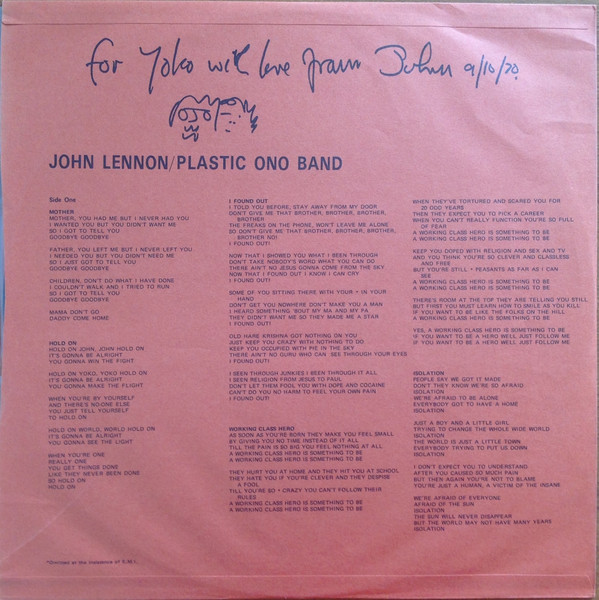 John Lennon / Plastic Ono Band* - John Lennon / Plastic Ono Band (LP, Album) - 画像 (5)