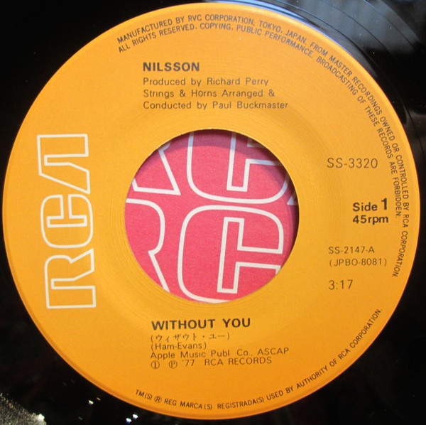 Nilsson - Without You / Everybody's Talkin' (7", Single, RE) - 画像 (3)